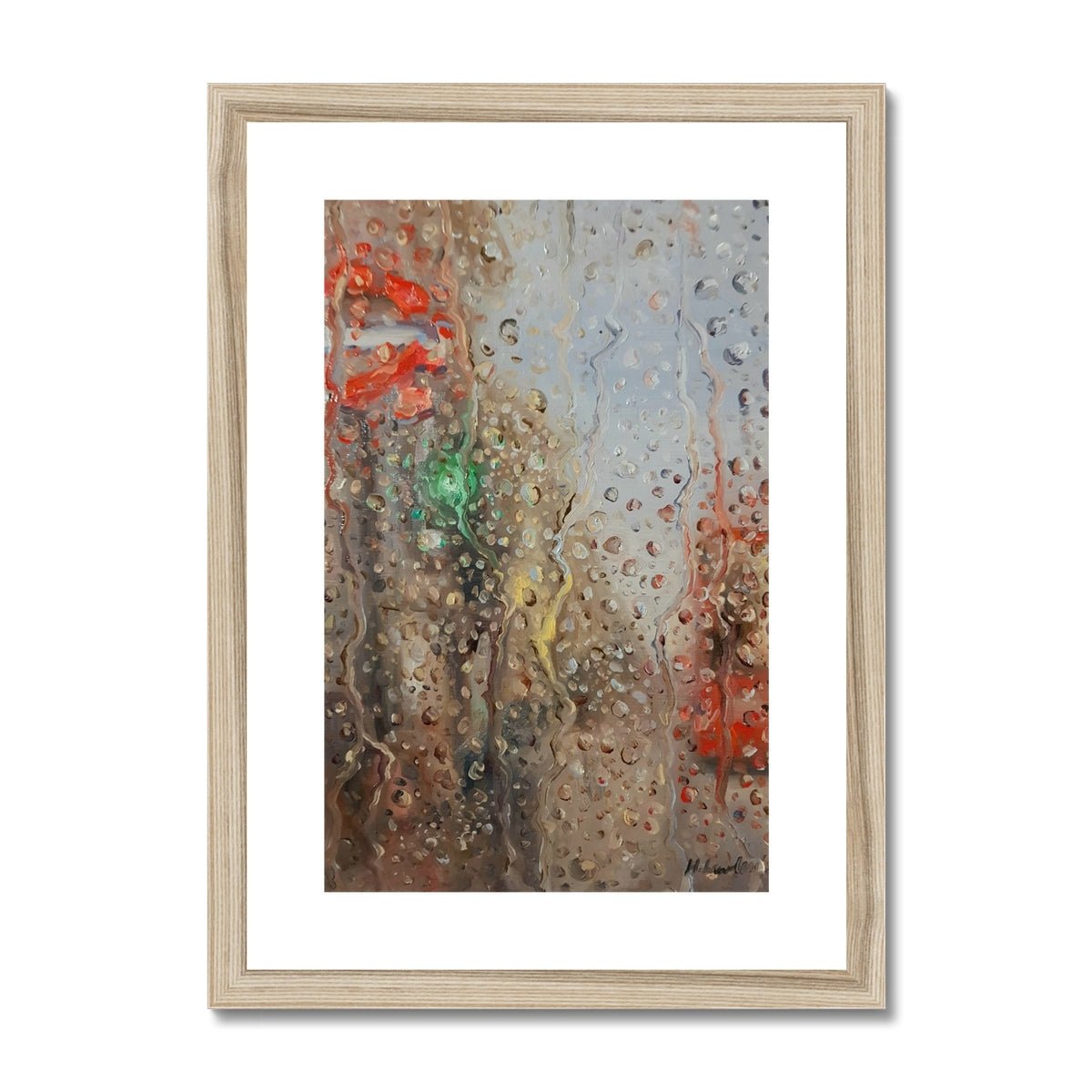 Twilight Rain On London's Oxford Street | Print Prints Harriet Lawless Artist england rainy A3 / 12"x16.5" Natural Frame