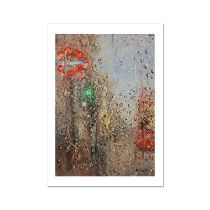 Twilight Rain On London's Oxford Street | Print Prints Harriet Lawless Artist england rainy A3 / 12"x16.5" Unframed