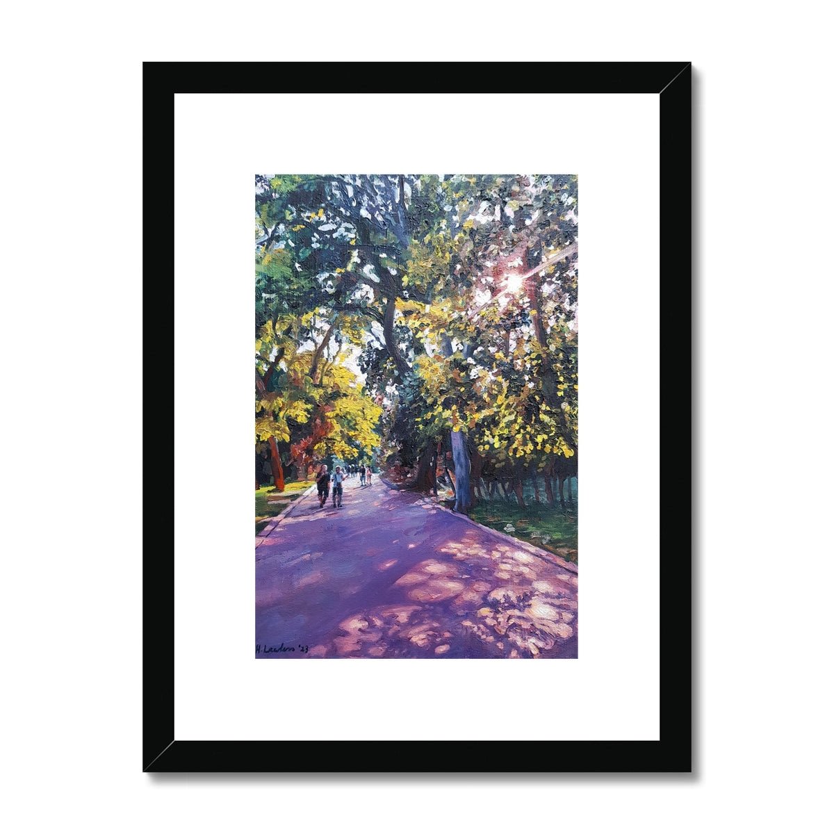 Twilight Summer Stroll in Varna's Sea Garden | Print Prints Harriet Lawless Artist bulgaria 12"x16" / 30x41cm Black Frame