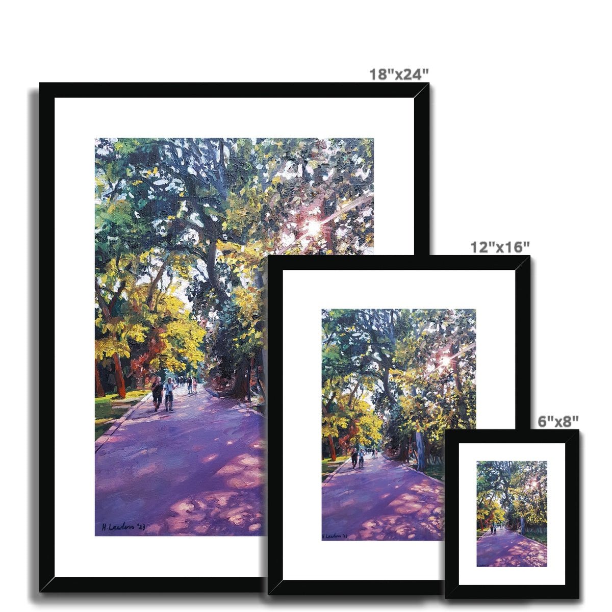 Twilight Summer Stroll in Varna's Sea Garden | Print Prints Harriet Lawless Artist bulgaria 12"x16" / 30x41cm Natural Frame