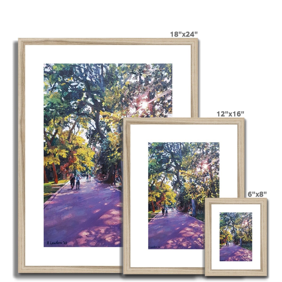 Twilight Summer Stroll in Varna's Sea Garden | Print Prints Harriet Lawless Artist bulgaria 12"x16" / 30x41cm Natural Frame