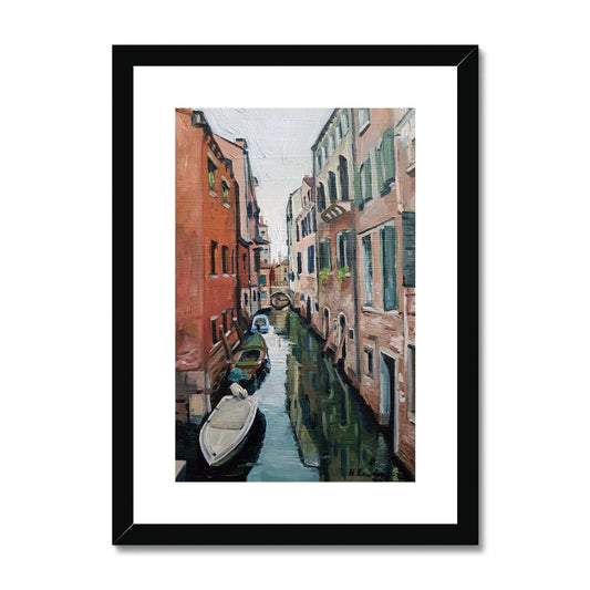 Venetian Tranquility; Autumn Morning on the Canals | Framed & Mounted Print Fine art Harriet Lawless Artist italy