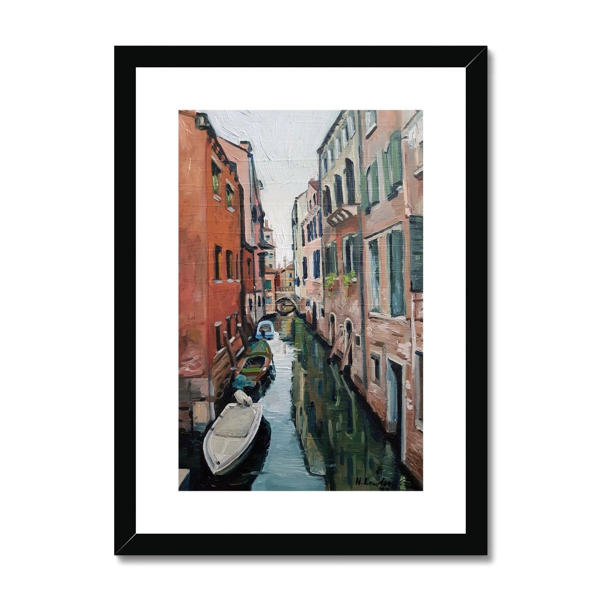 Venetian Tranquility; Autumn Morning on the Canals | Print Prints Harriet Lawless Artist italy A3 / 12"x16.5" Black Frame