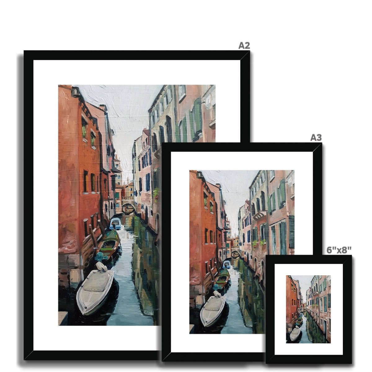 Venetian Tranquility; Autumn Morning on the Canals | Print Prints Harriet Lawless Artist italy A3 / 12"x16.5" Natural Frame