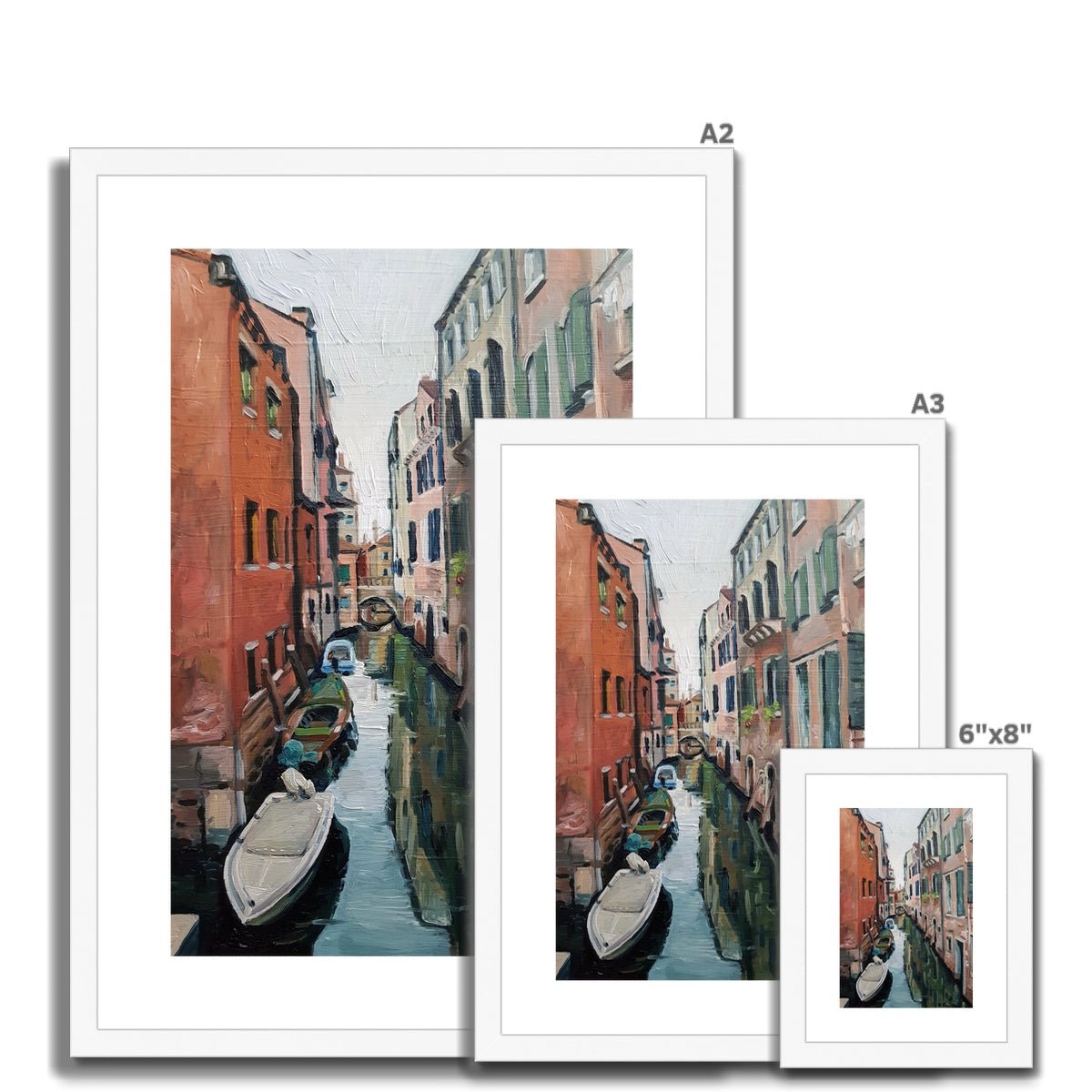 Venetian Tranquility; Autumn Morning on the Canals | Print Prints Harriet Lawless Artist italy A3 / 12"x16.5" Natural Frame