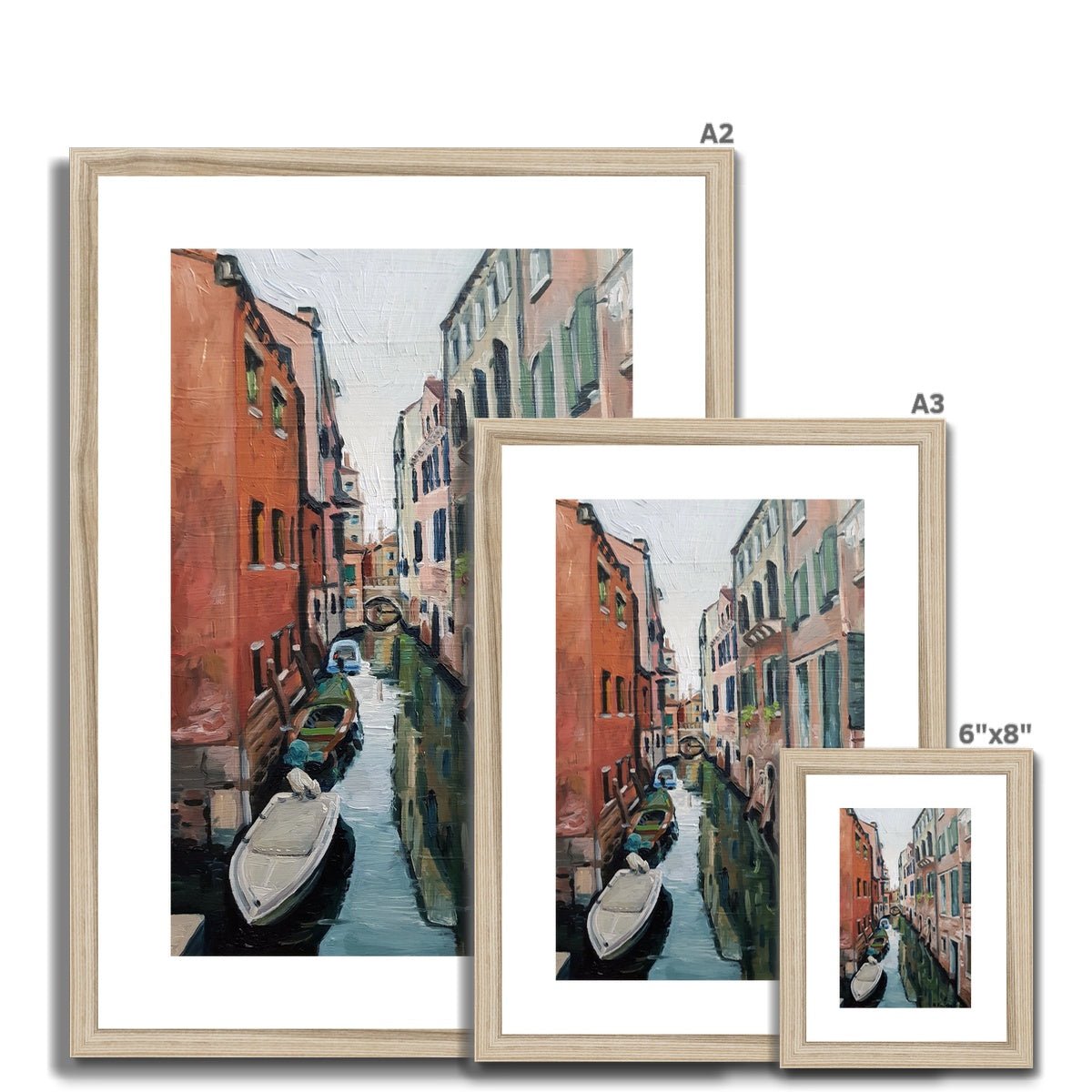 Venetian Tranquility; Autumn Morning on the Canals | Print Prints Harriet Lawless Artist italy A3 / 12"x16.5" Natural Frame