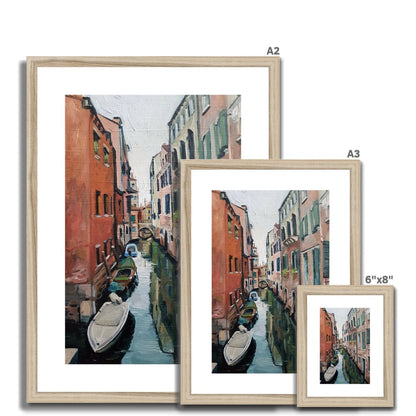 Venetian Tranquility; Autumn Morning on the Canals | Print Prints Harriet Lawless Artist italy A3 / 12"x16.5" Natural Frame