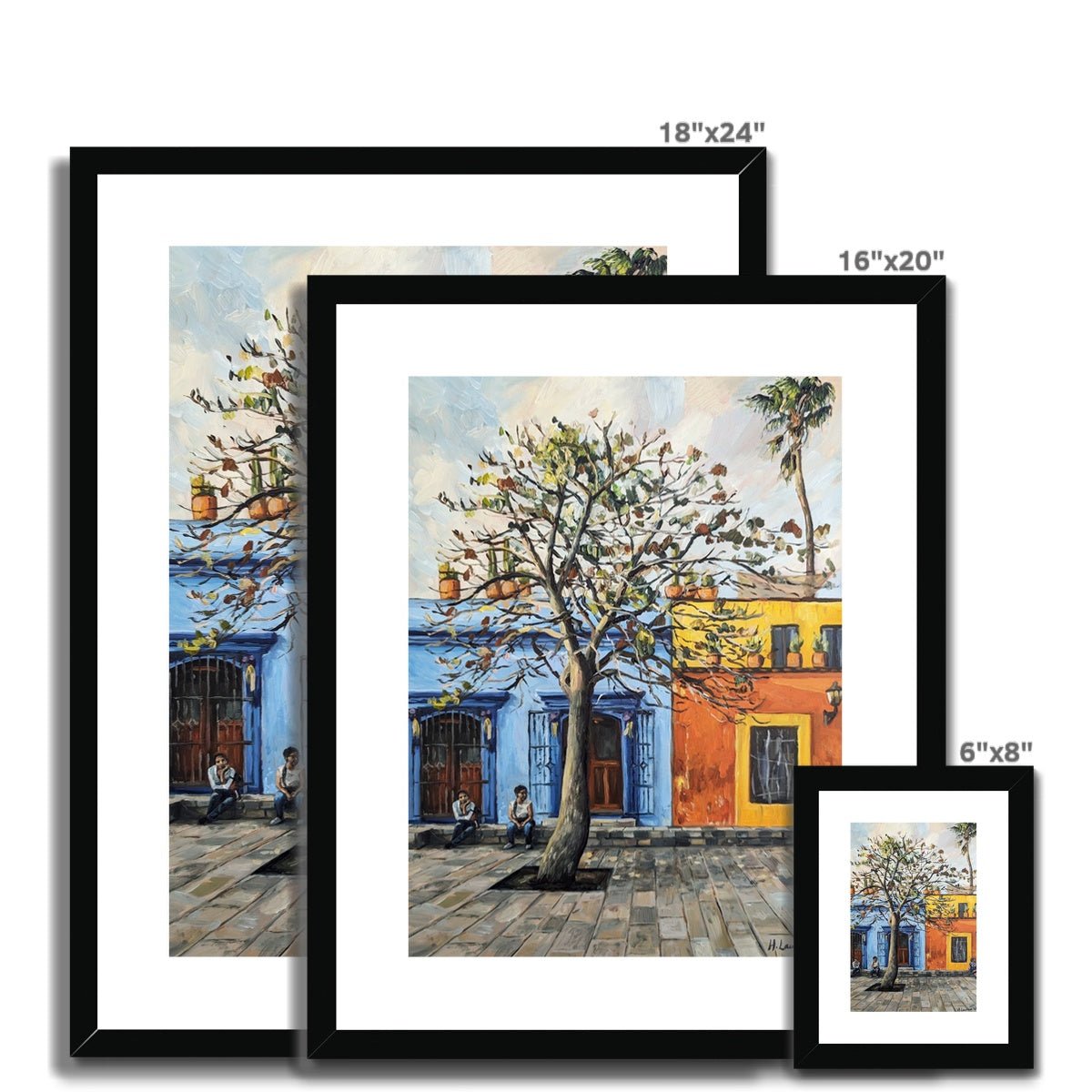 Waiting; Plaza de la Cruz de Piedra, Oaxaca | Print Prints Harriet Lawless Artist mexico 16"x20" / 41x51cm Natural Frame