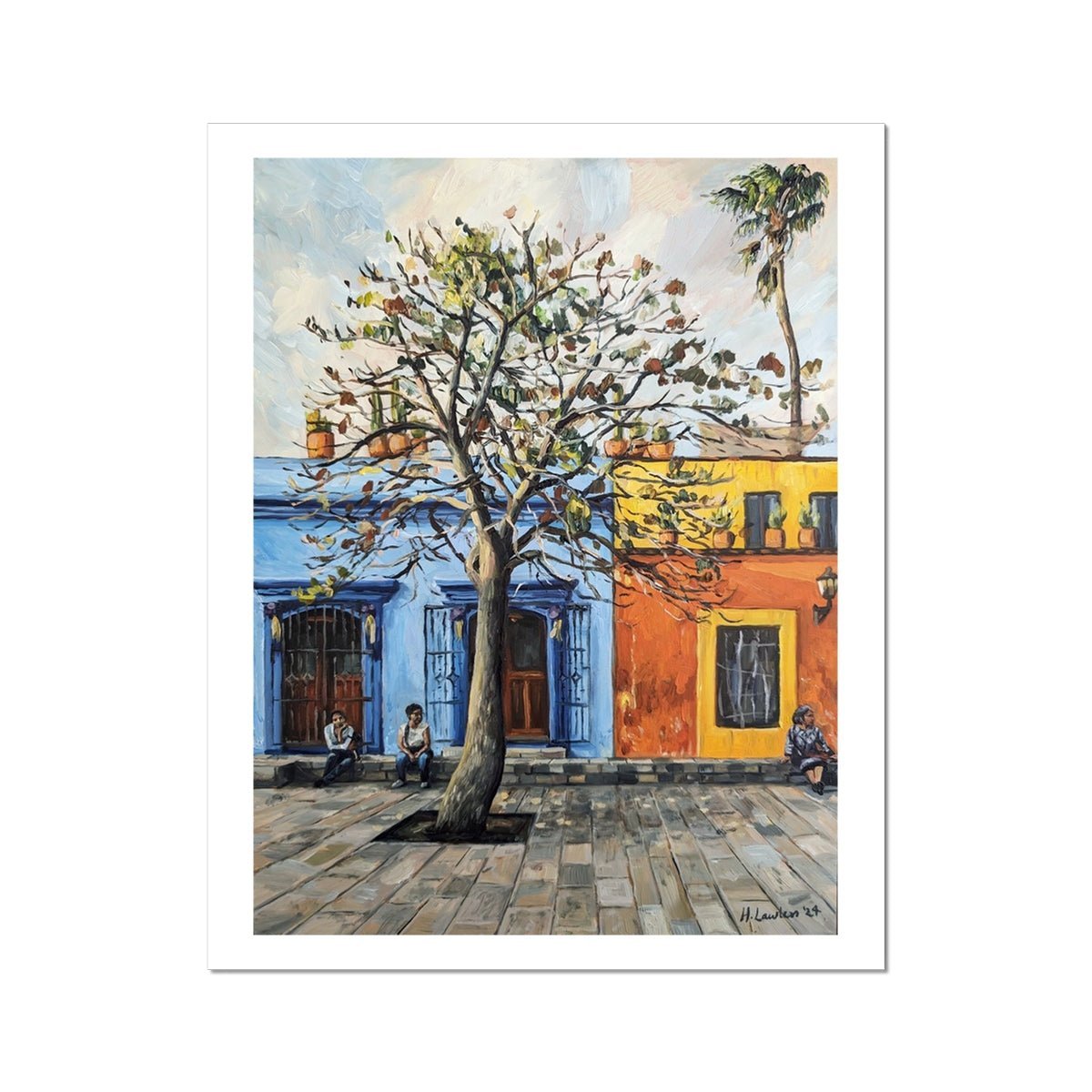 Waiting; Plaza de la Cruz de Piedra, Oaxaca | Print Prints Harriet Lawless Artist mexico 16"x20" / 41x51cm Unframed