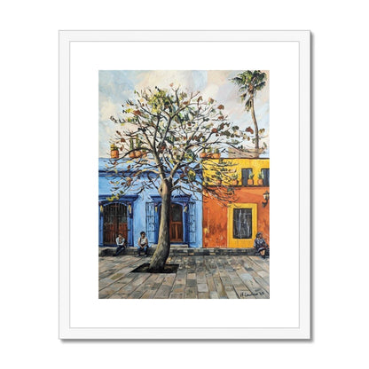 Waiting; Plaza de la Cruz de Piedra, Oaxaca | Print Prints Harriet Lawless Artist mexico 16"x20" / 41x51cm White Frame