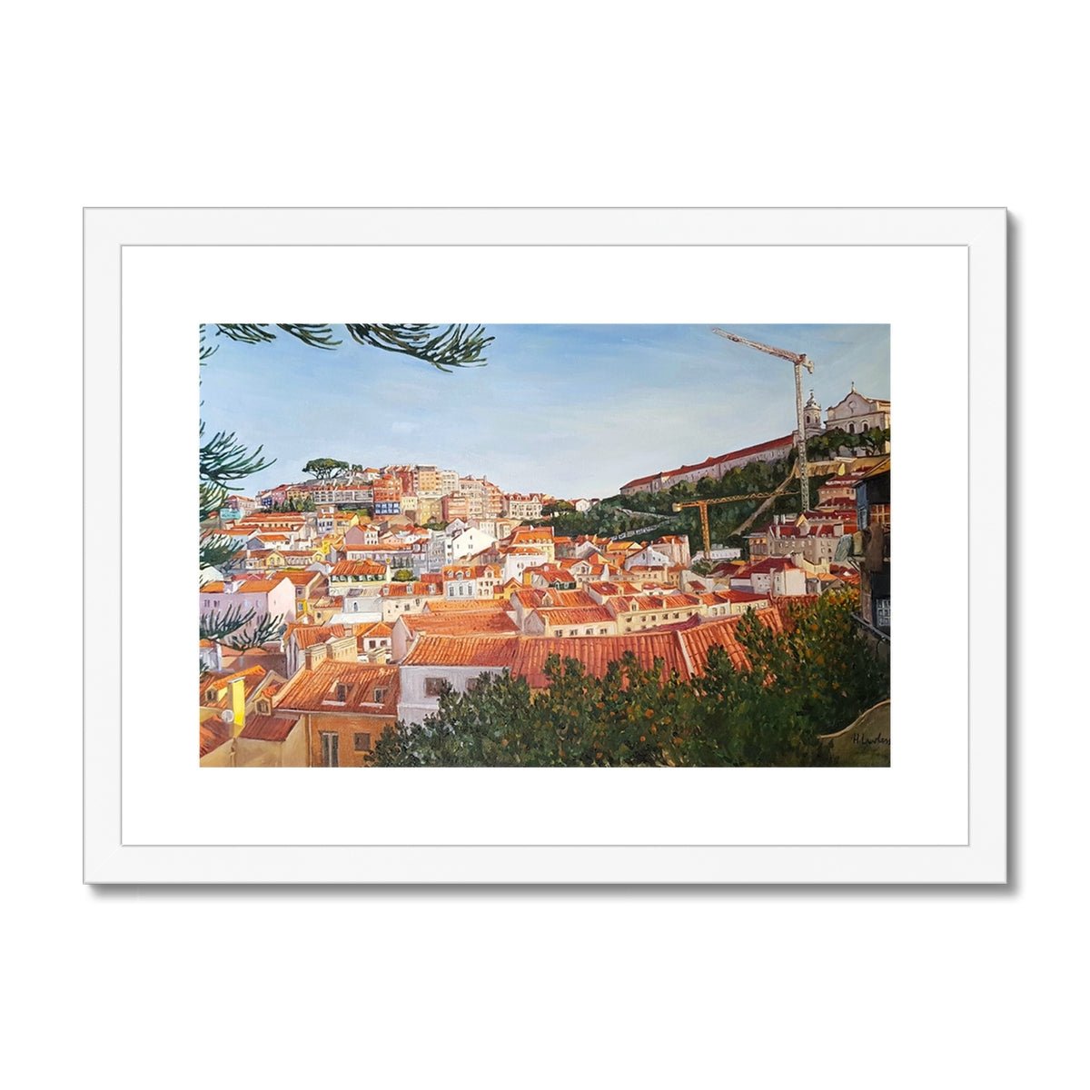 Winter Sunshine, Morning in Lisbon | Print Prints Harriet Lawless Artist portugal A3 / 16.5"x12" White Frame