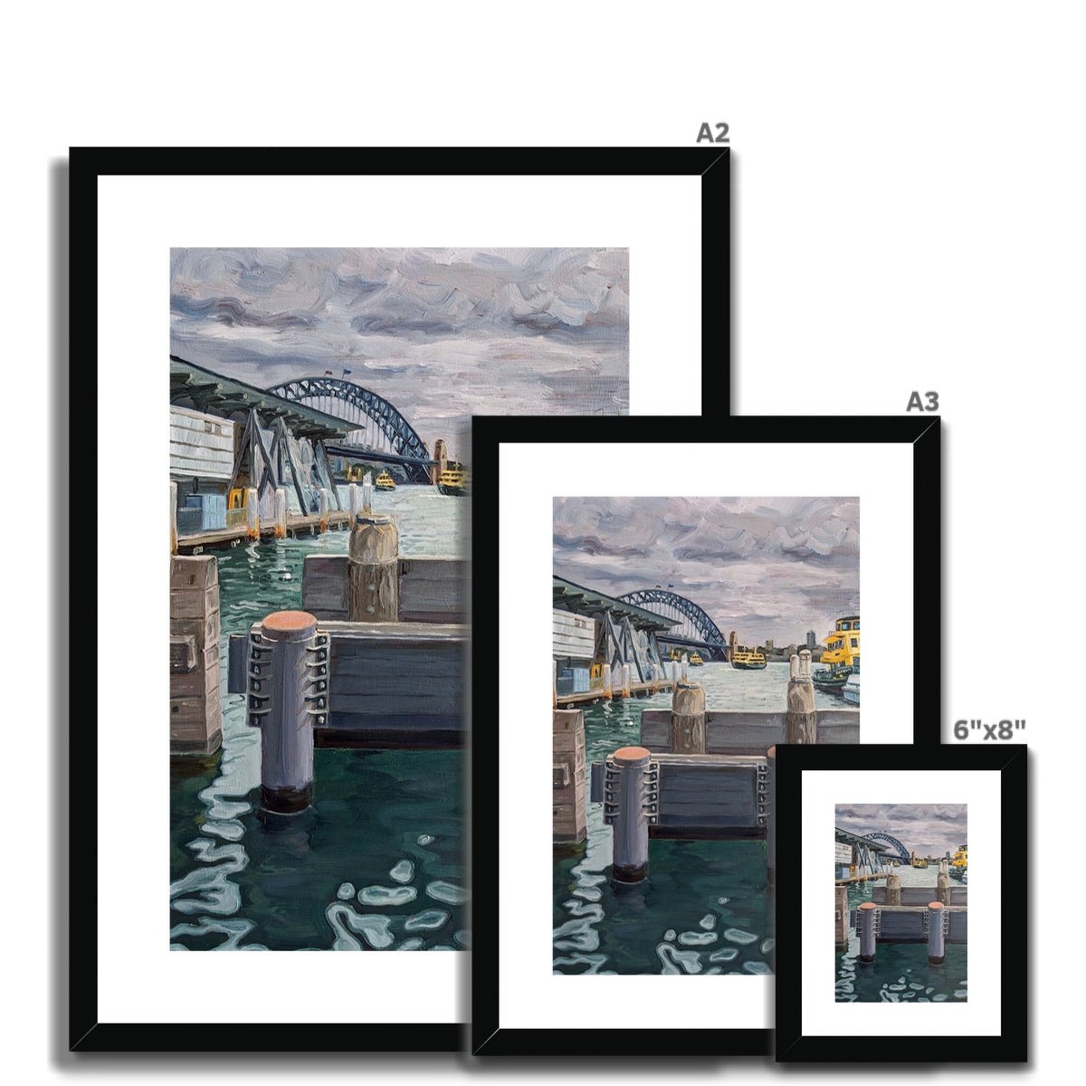 Yellow Ferries At Circular Quay, Sydney | Print Prints Harriet Lawless Artist australia A3 / 12"x16.5" Natural Frame