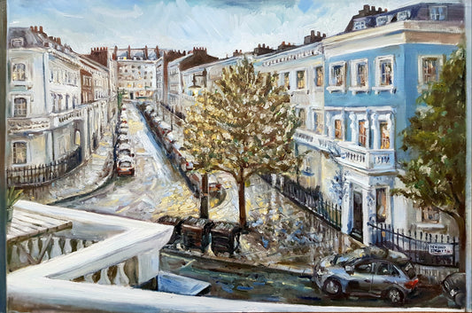 Twilight Rain, Pimlico Original Paintings Harriet Lawless Artist england rainy