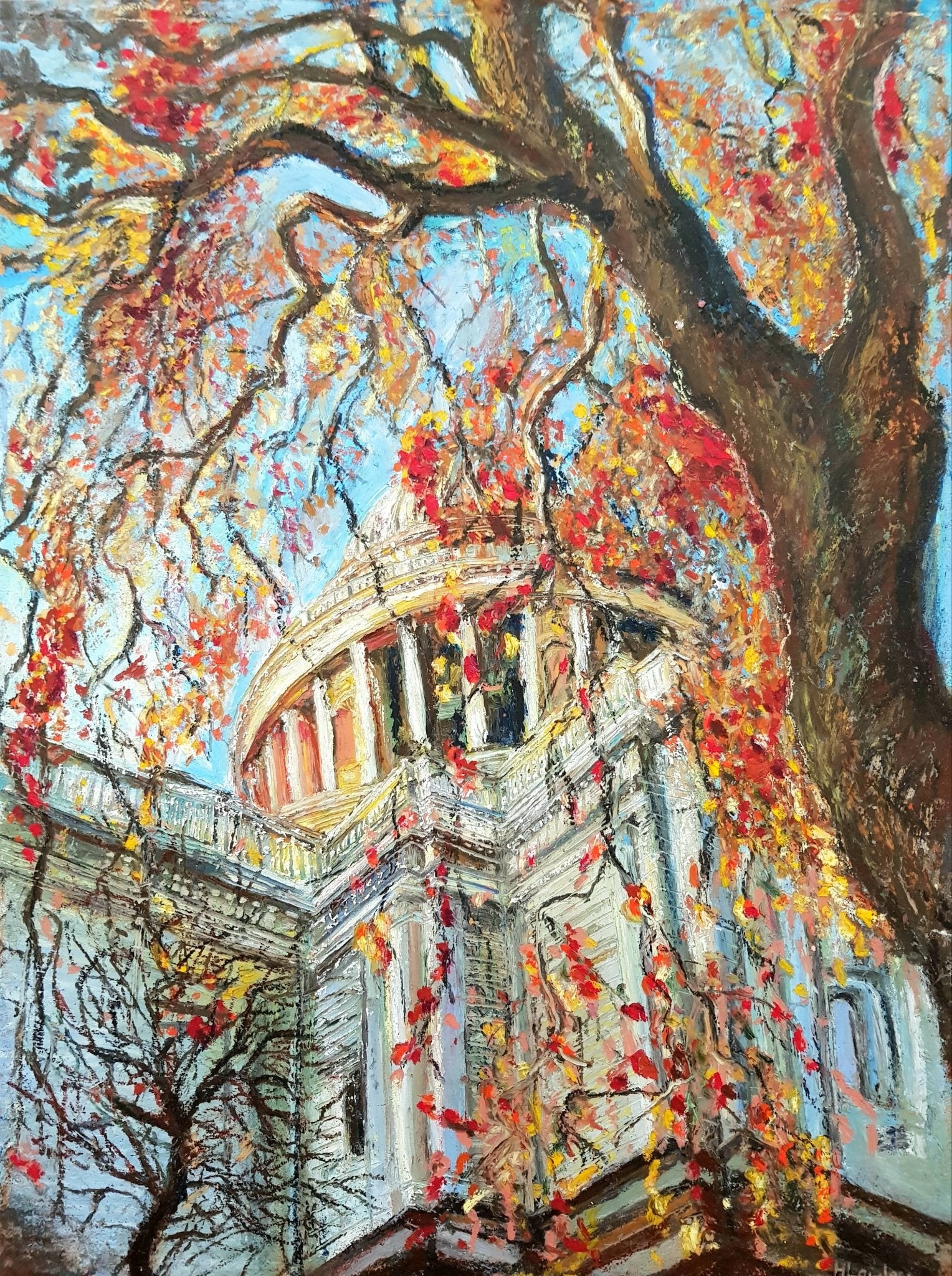 Autumn Colours At St Pauls Cathedral, London Original Paintings Harriet Lawless Artist england