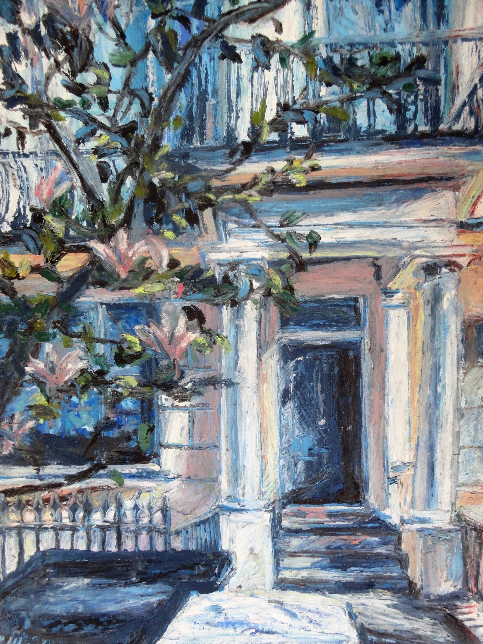 Chelsea Doorway With Magnolias Original Paintings Harriet Lawless Artist england