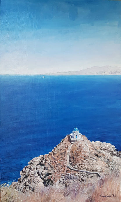 Divine Sifnos; Church of the Seven Martyrs | Original Painting Original Paintings Harriet Lawless Artist greece