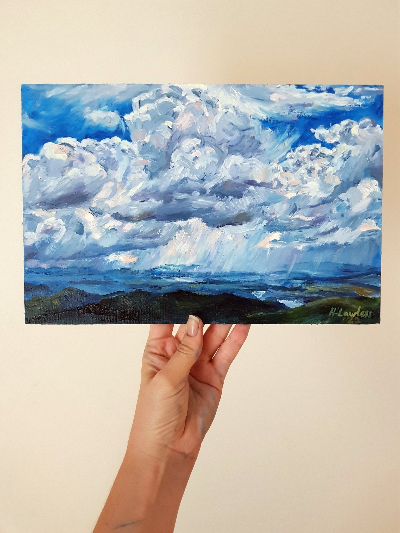 Dramatic Clouds From Kruja Castle | Original Painting Original Paintings Harriet Lawless Artist albania