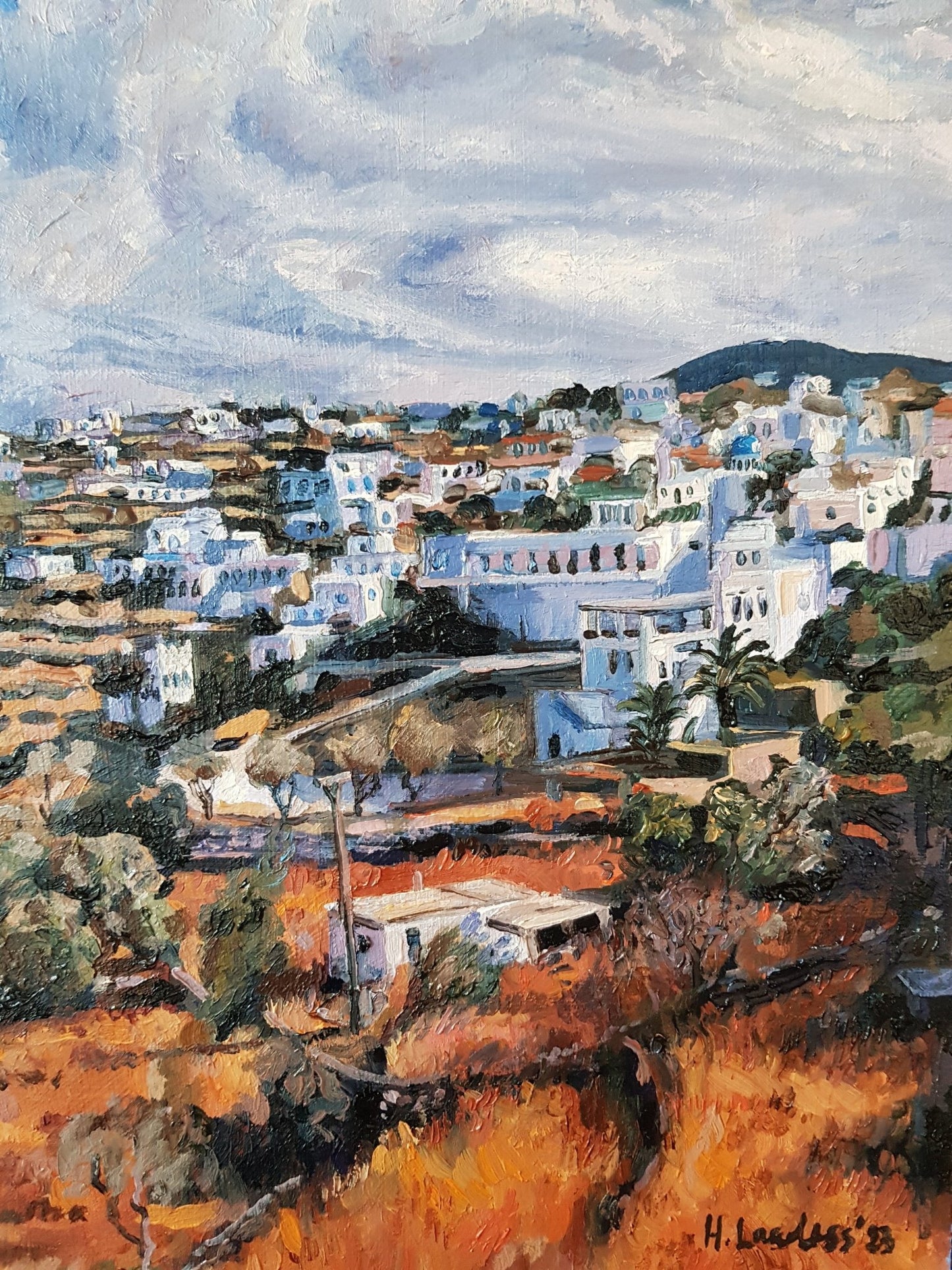 Golden Hills and Gathering Skies on Sifnos | Original Painting Original Paintings Harriet Lawless Artist greece