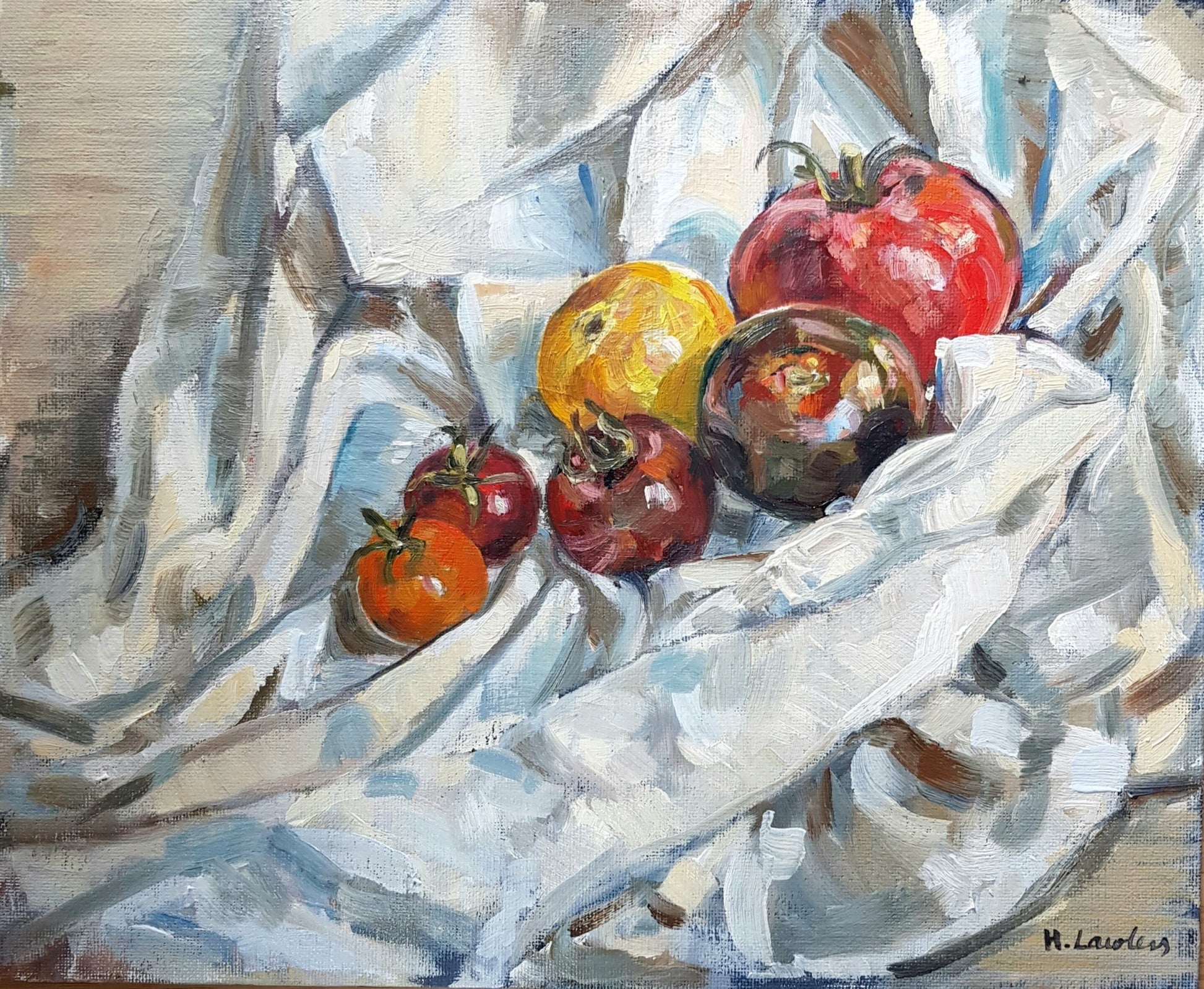 Heritage Tomatoes No.1 Original Paintings Harriet Lawless Artist fruit still life