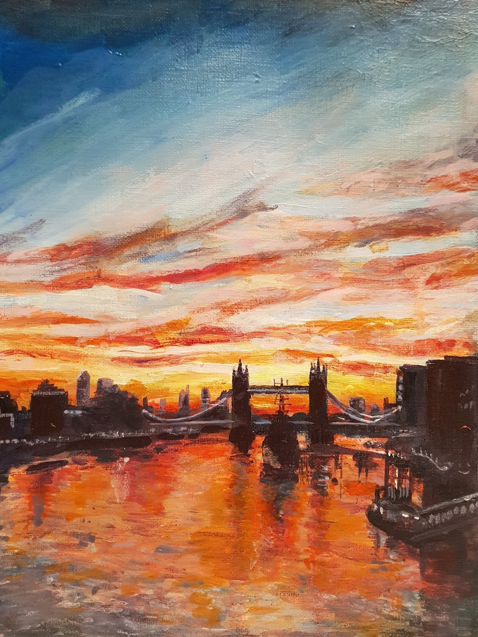 Lockdown Thames Sunset Original Paintings Harriet Lawless Artist england sunset