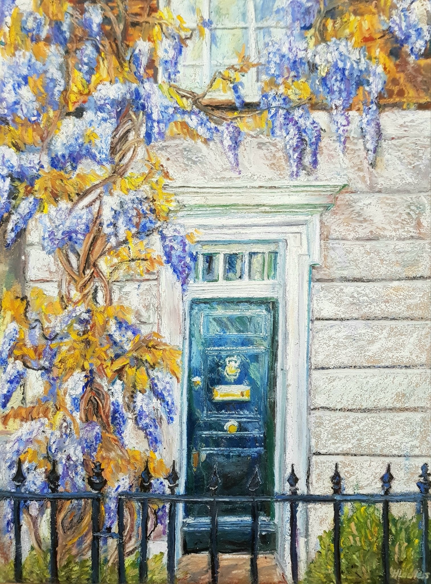 London Door With Wisteria Original Paintings Harriet Lawless Artist england