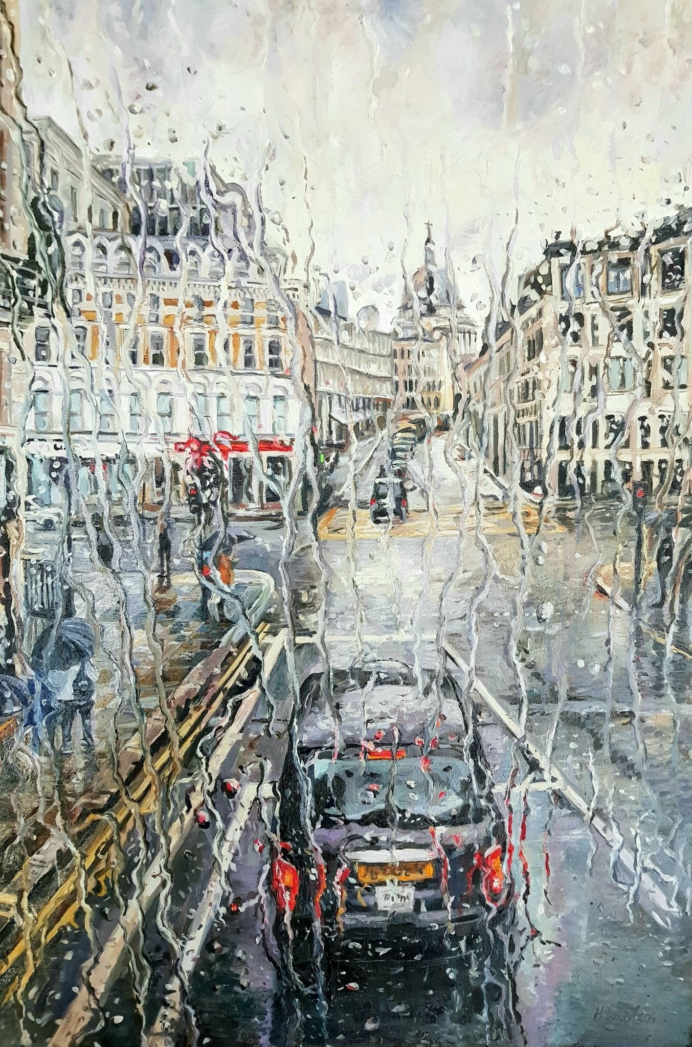 London's Fleet Street On A Rainy Day Original Paintings Harriet Lawless Artist england rainy
