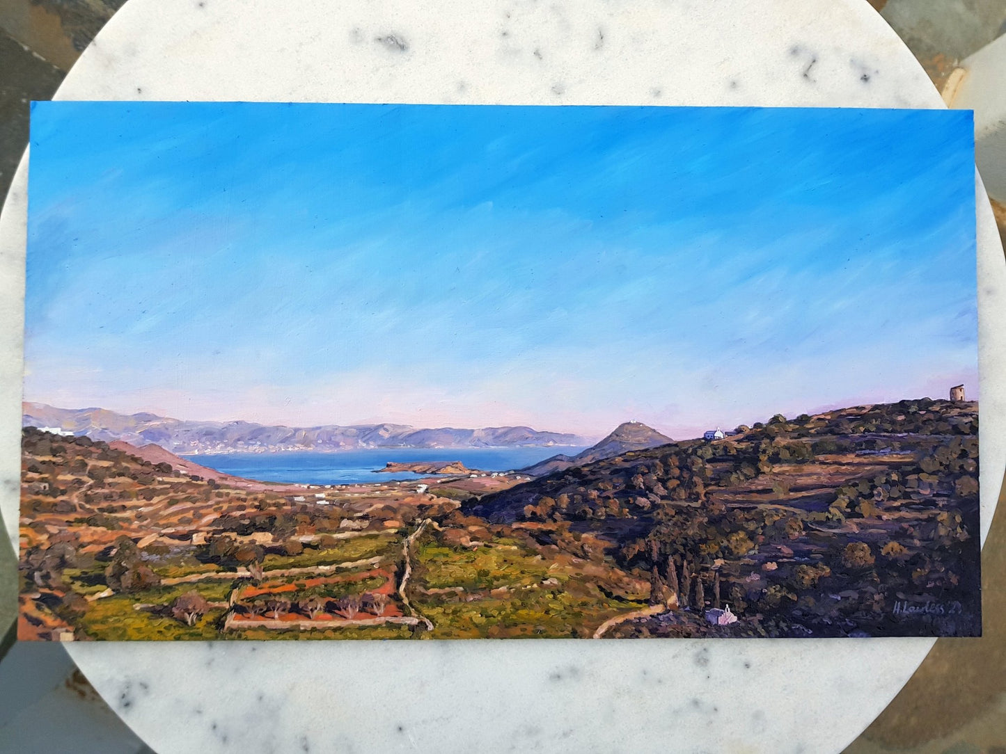 Paros to Naxos, Aegean Twilight | Original Painting Original Paintings Harriet Lawless Artist greece