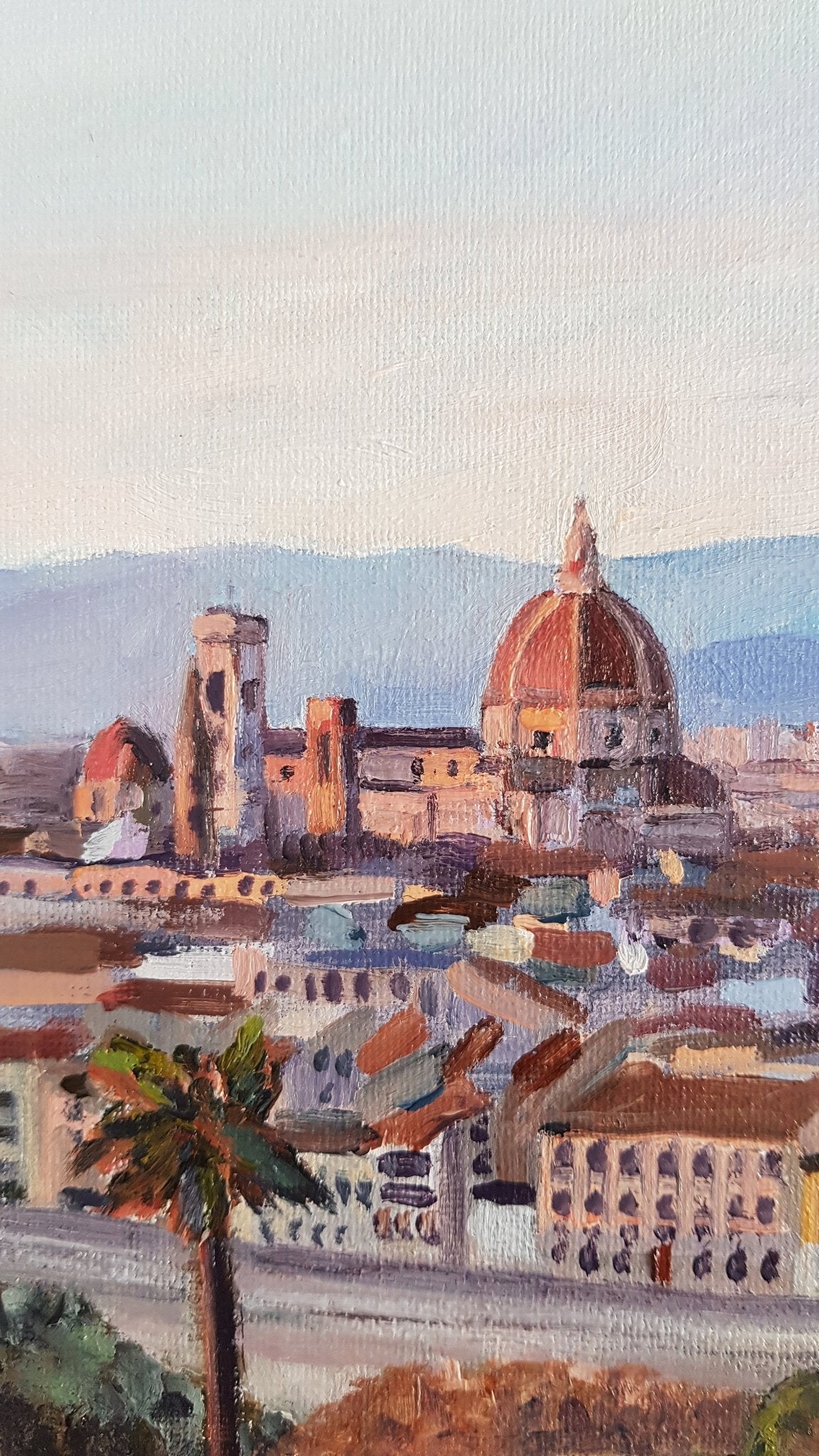 Pastel Sunset In Florence Italy Original Painting