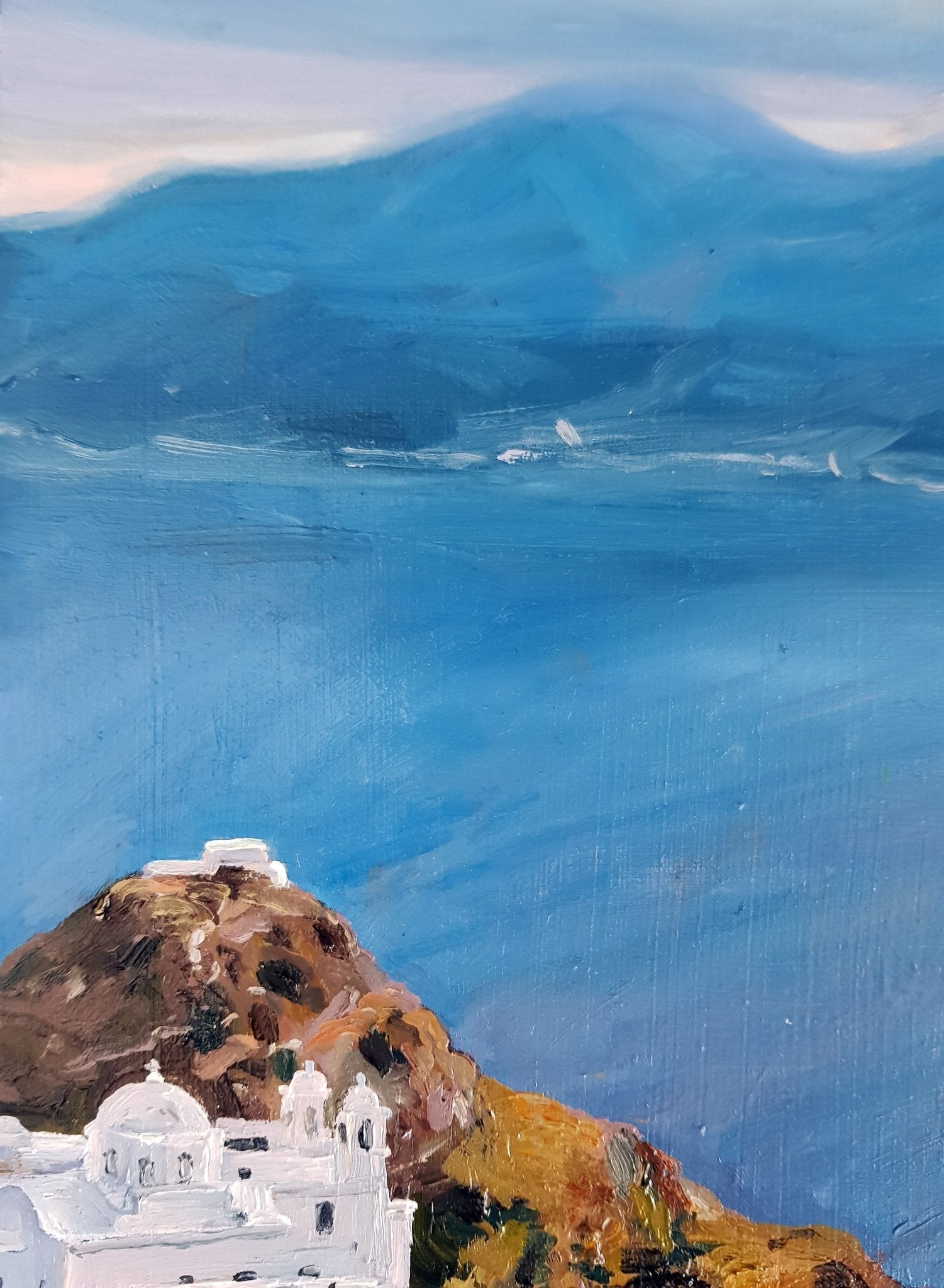 Plaka's Vista, a Summit's Gaze | Original Painting Original Paintings Harriet Lawless Artist greece