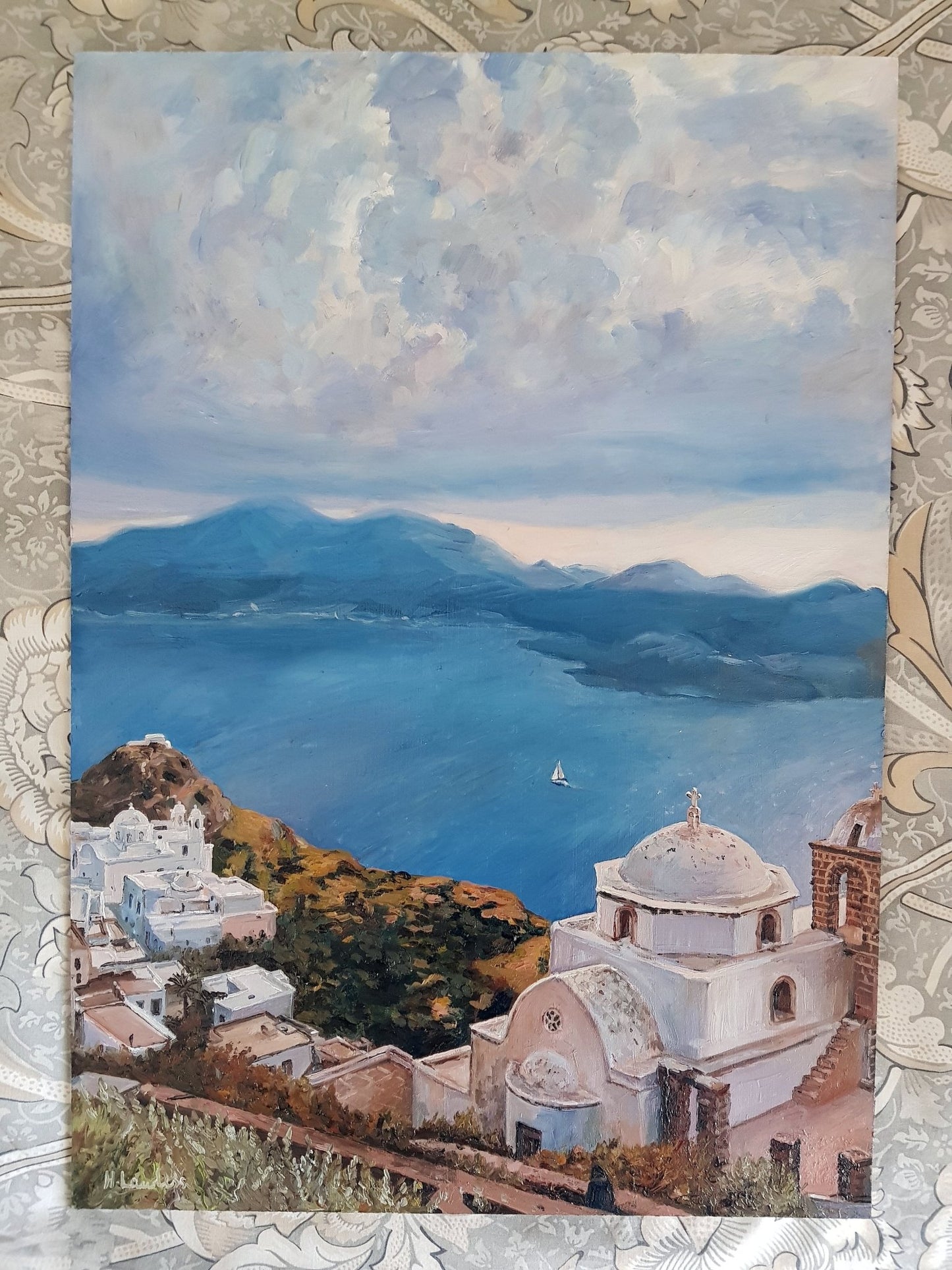 Plaka's Vista, a Summit's Gaze | Original Painting Original Paintings Harriet Lawless Artist greece