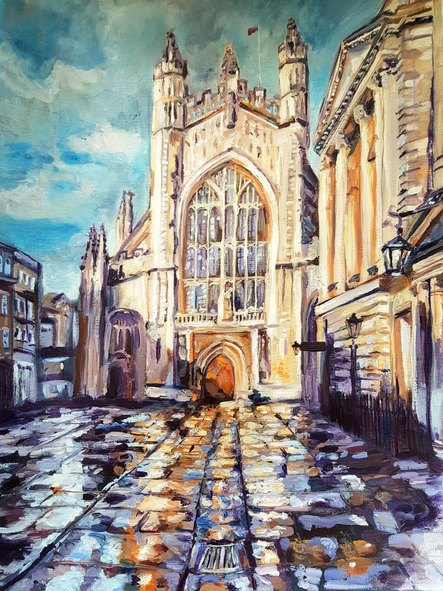 Rainy Bath Cathedral Original Paintings Harriet Lawless Artist england rainy
