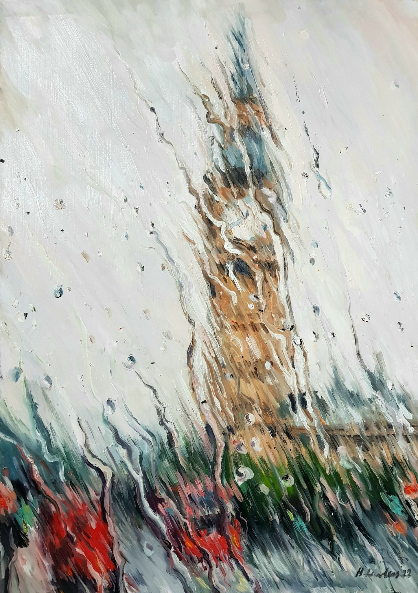 Rainy Big Ben | Original Painting Original Paintings Harriet Lawless Artist england rainy