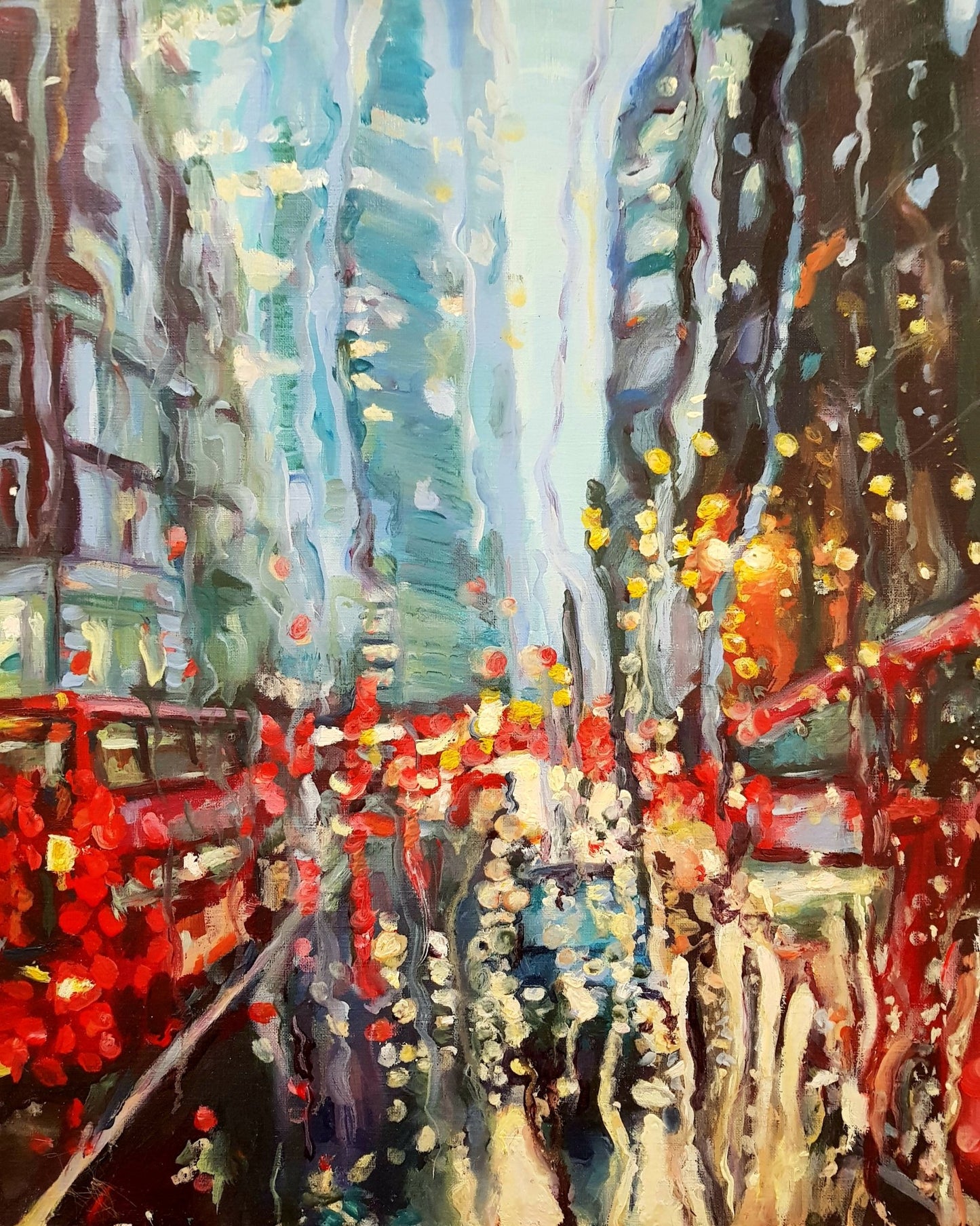 Rainy London City Original Paintings Harriet Lawless Artist england rainy