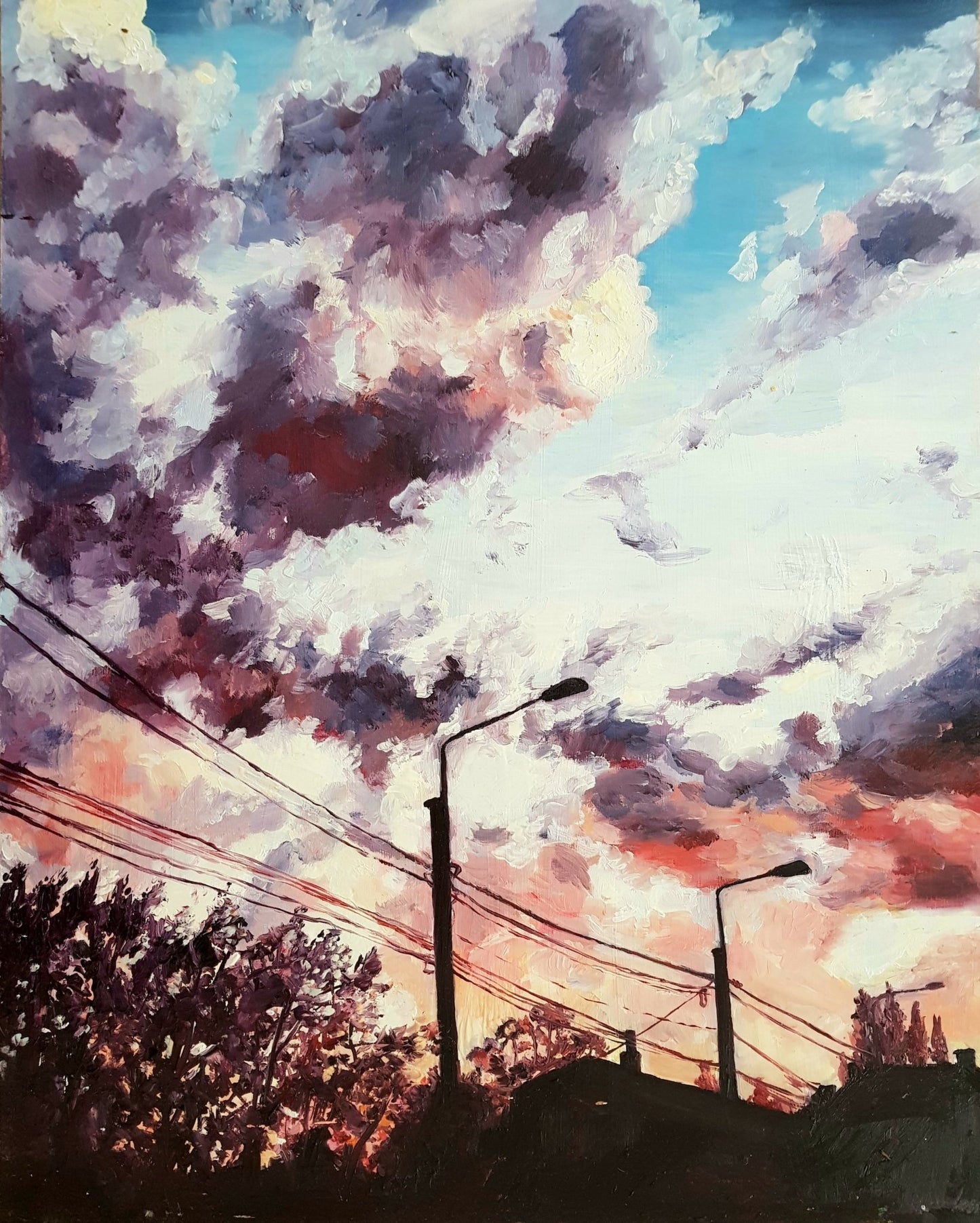Sunset City Silhouette Original Paintings Harriet Lawless Artist sunset