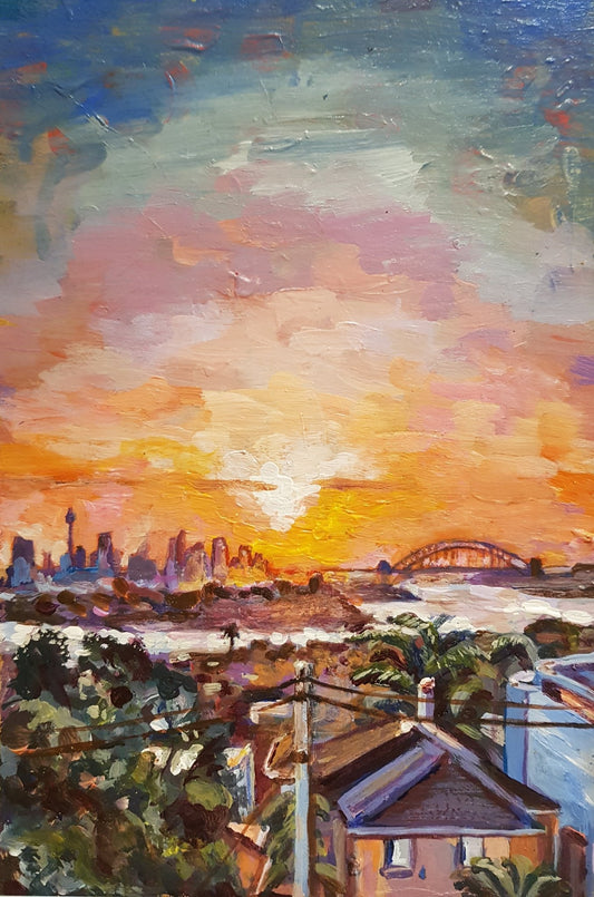 Sydney Harbour Sunset Original Paintings Harriet Lawless Artist australia sunset