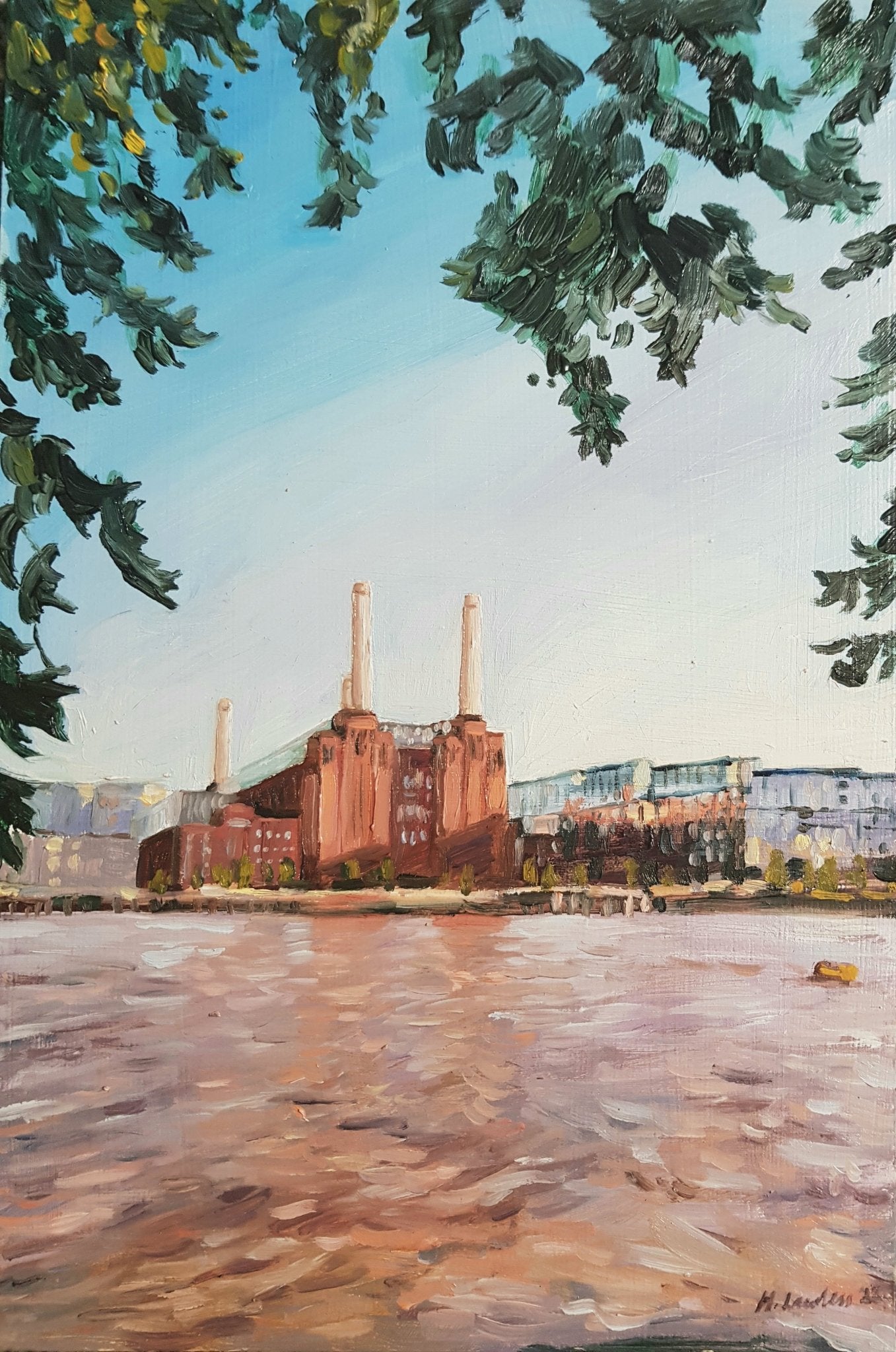 Towards Battersea Power Station From Pimlico | Original Painting Original Paintings Harriet Lawless Artist england