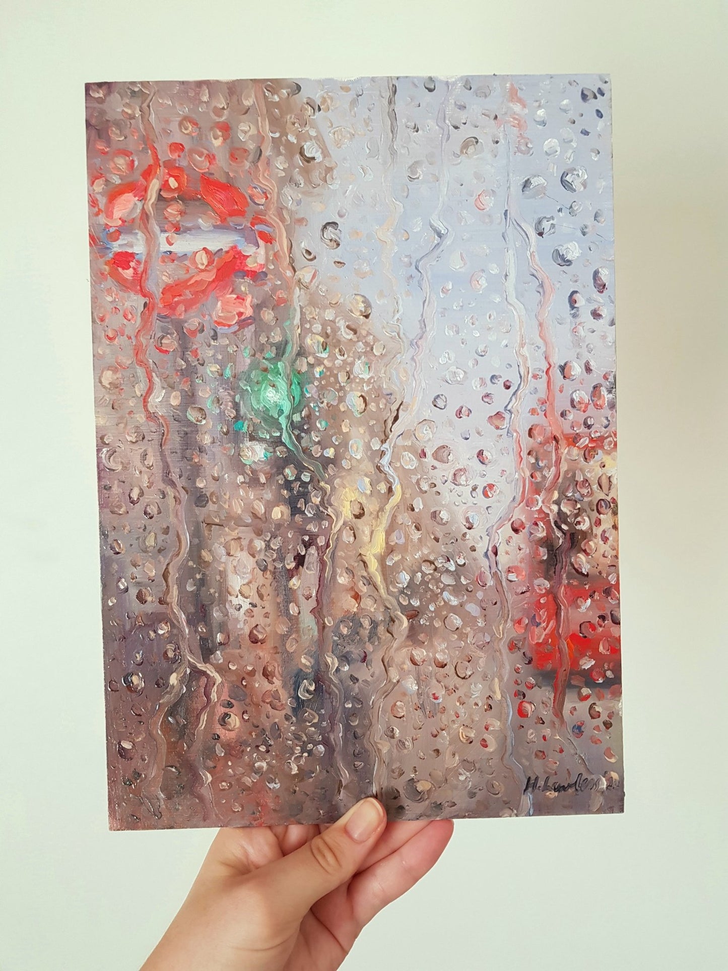 Twilight Rain On London's Oxford Street | Original Painting Original Paintings Harriet Lawless Artist england rainy